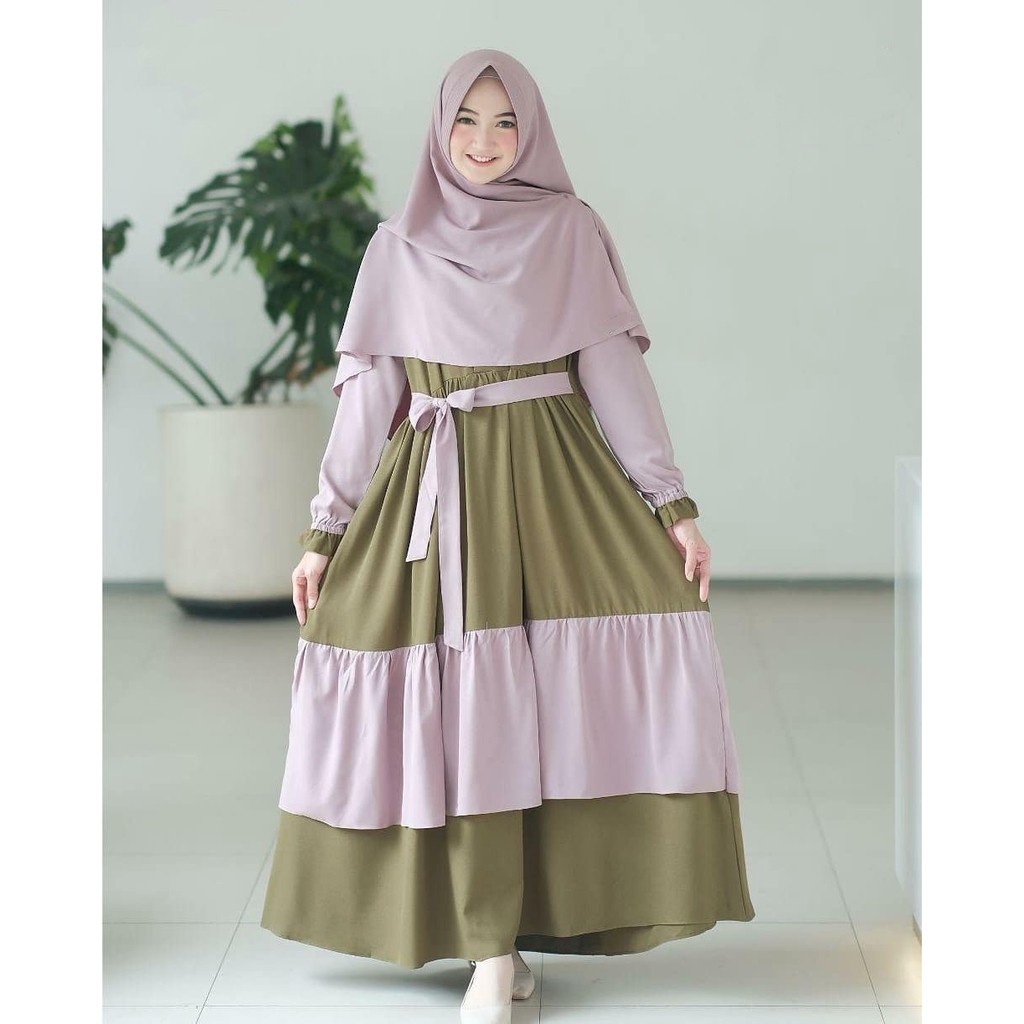 Amira Syari l Setelan Baju Muslim Syarii Plus Khimar Terlaris
