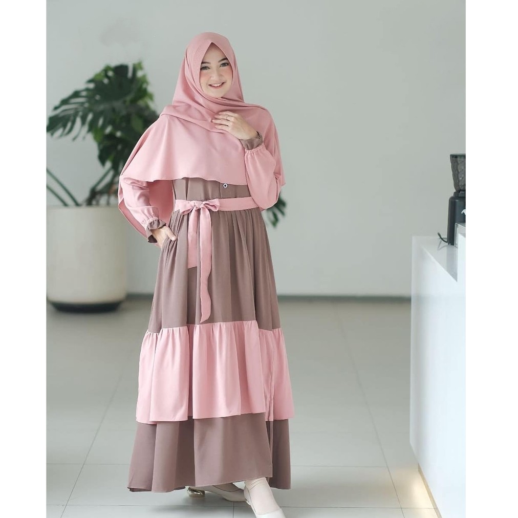 Amira Syari l Setelan Baju Muslim Syarii Plus Khimar Terlaris 2