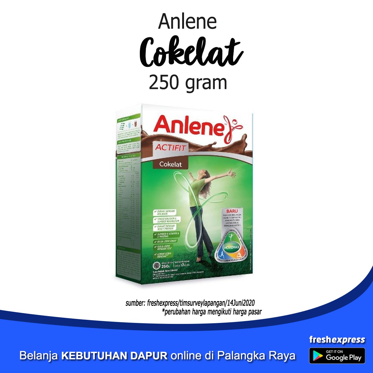 Anlene Coklat 250 Gram