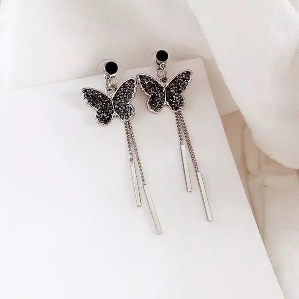 Anting Panjang Model Zircon Warna Silver 3
