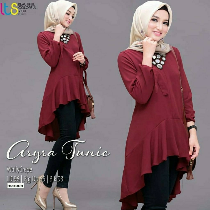 Aryra Long Top  Baju Atasan Tunik  Blouse Muslim