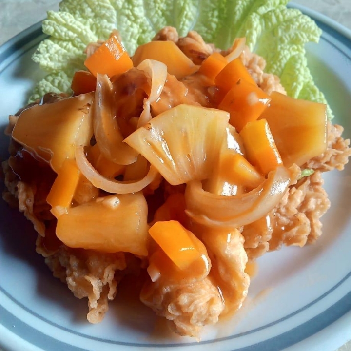 Ayam Crispy Asem Manis Nasi Putih