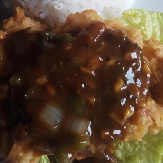 Ayam Crispy Pepper Sauce Nasi Putih