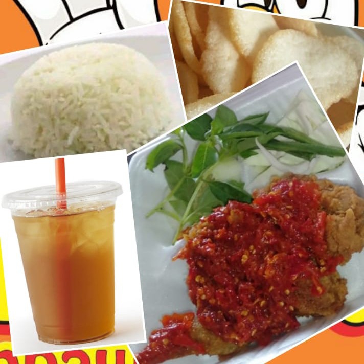 Ayam Geprek Krispi Sambal Original Levelan Plus Nasi Esteh Krupuk