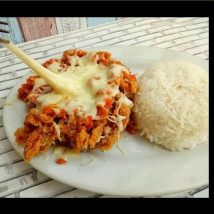 Ayam Geprek Mozarella Nasi