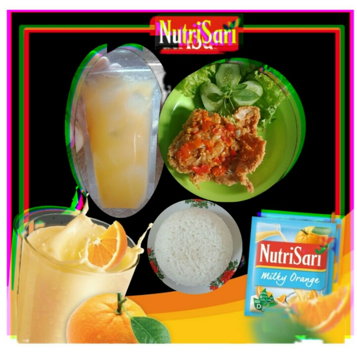 Ayam Geprek Pake Nasi Dan Nutrisari 