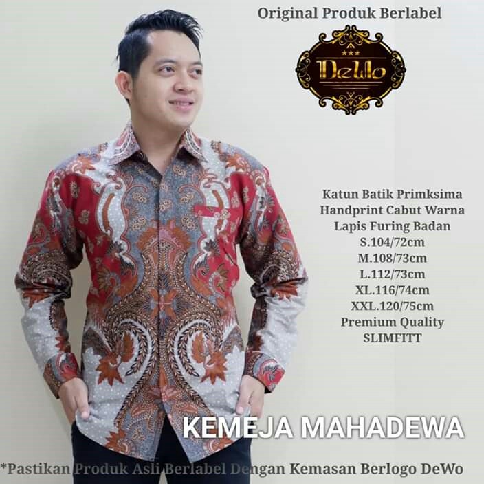 BAJU BATIK LENGAN PANJANG MAHADEWA-ARYAPRABU-ELANG MERK DEWO PER UN