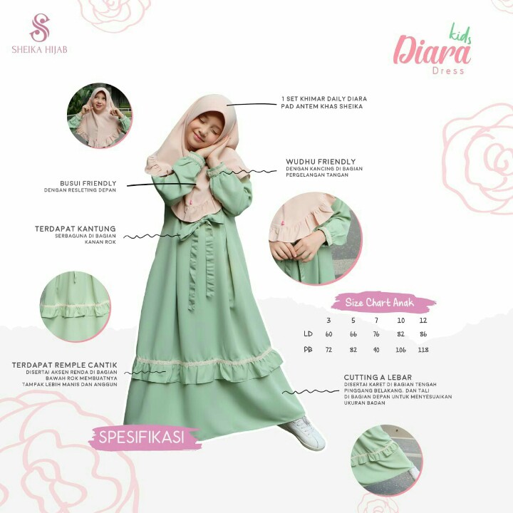 BAJU GAMIS SYAREE UK 3-5-7-10-12 MERK DIARA PER UNIT 2