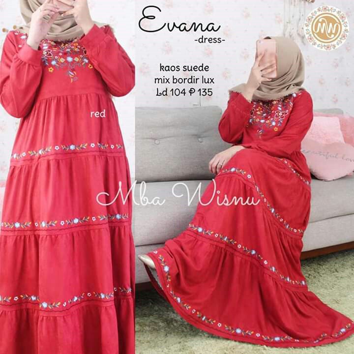 BAJU GAMIS SYAREE BUNGA BORDIR MERK EVANA PER UNIT 2