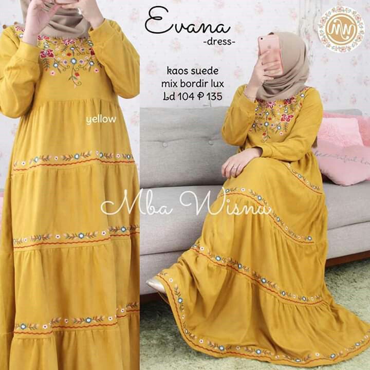 BAJU GAMIS SYAREE BUNGA BORDIR MERK EVANA PER UNIT 3