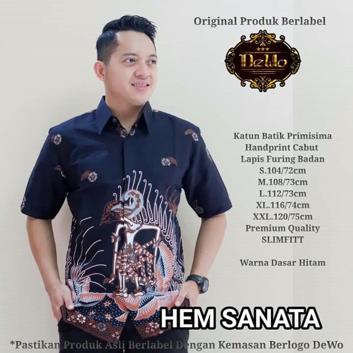 BAJU BATIK LENGAN PENDEK SANATA-PRANADIPA-BAGAWANTA MERK DEWO PER UN