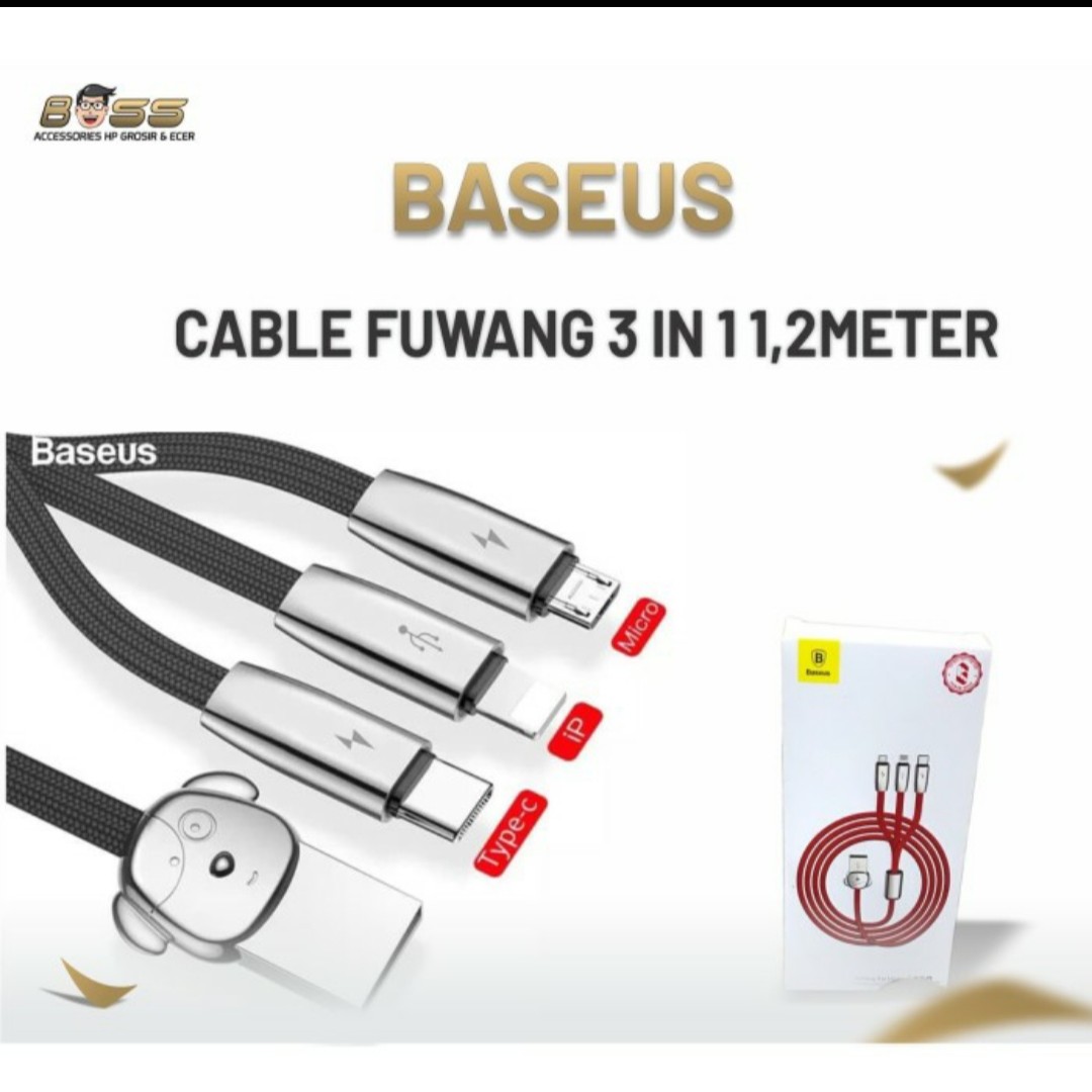 BASEUS FUWANG 3 IN 1 KABEL DATA MICRO USB  TYPE C  IPHONE LIGHTNING
