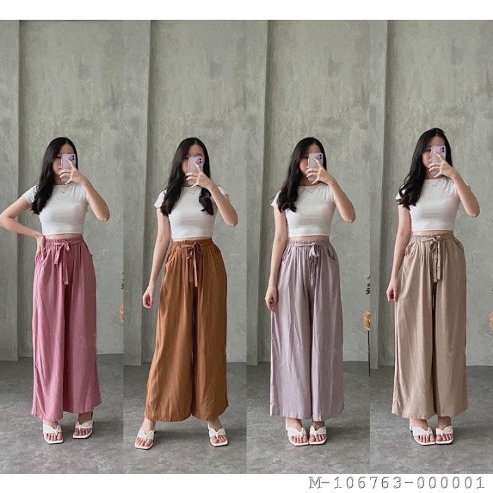BAWAHAN WANITA CELANA KULOT LOOSE PANTAS HOMEWEAR RAYON VWYS-081
