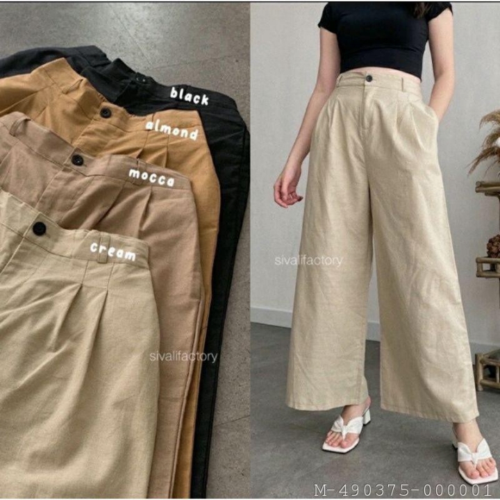 BAWAHAN WANITA CELANA PANJANG KULOT LINEN SEOUL VKIR-031