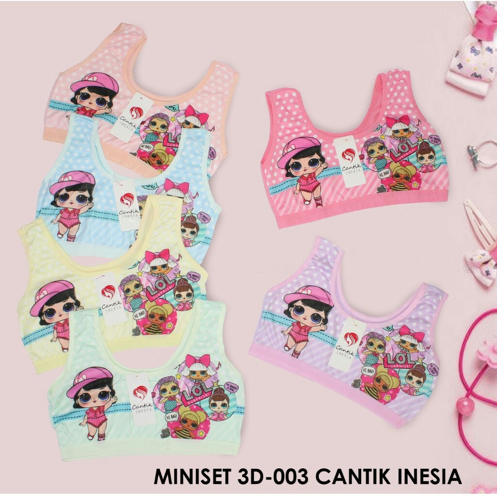 BEE - Miniset Anak Perempuan Motif Kartun Bahan Katun Import / Miniset