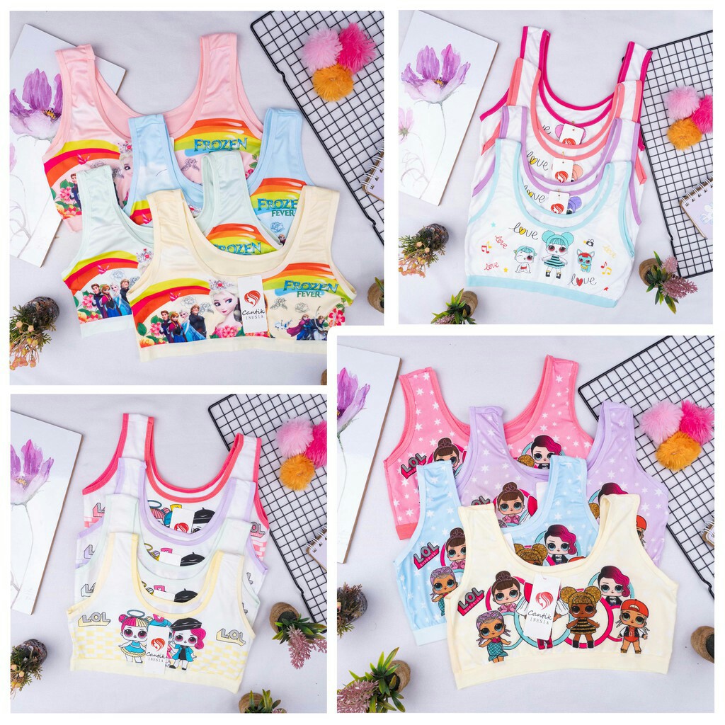 BEE - Miniset Anak Perempuan Motif Kartun Bahan Katun Import / Miniset 5