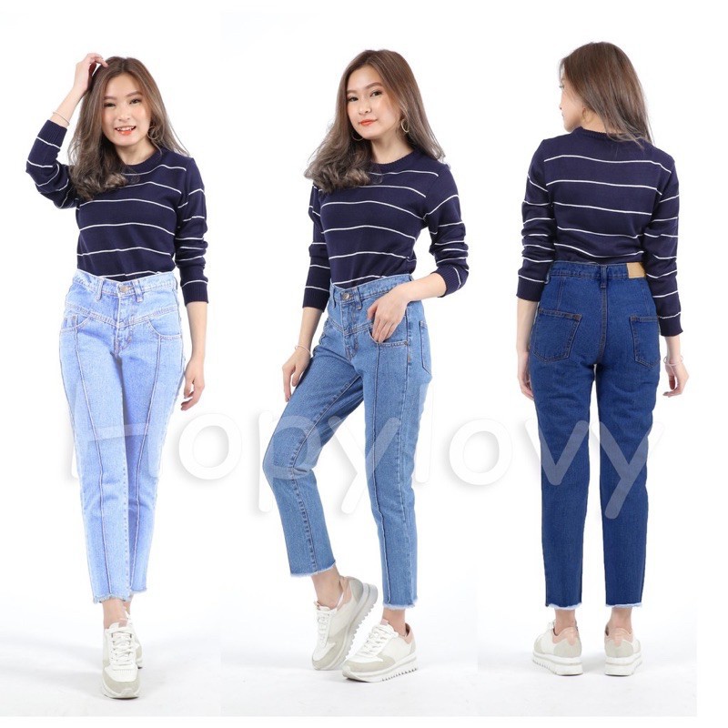 BF- CELANA BOYFRIEND JEANS WANITA TULANG RAWIS 2