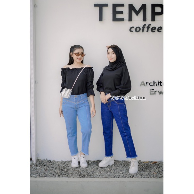 BF- CELANA BOYFRIEND JEANS WANITA TULANG RAWIS 3