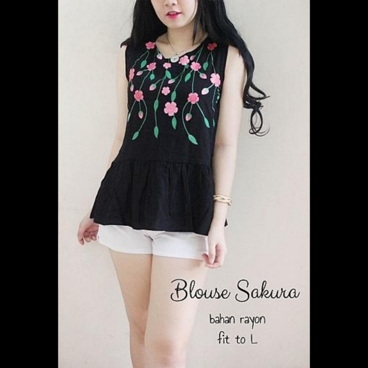 BNS - Blouse Sakura Hitam