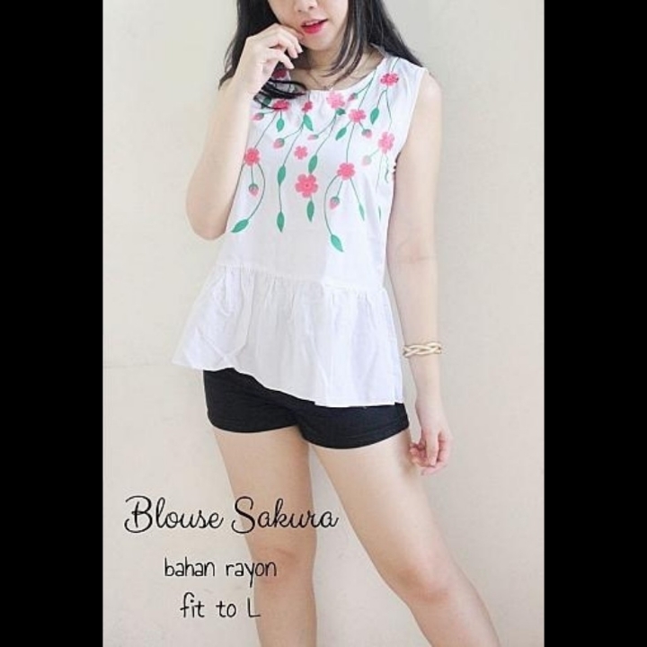 BNS - Blouse Sakura Putih 