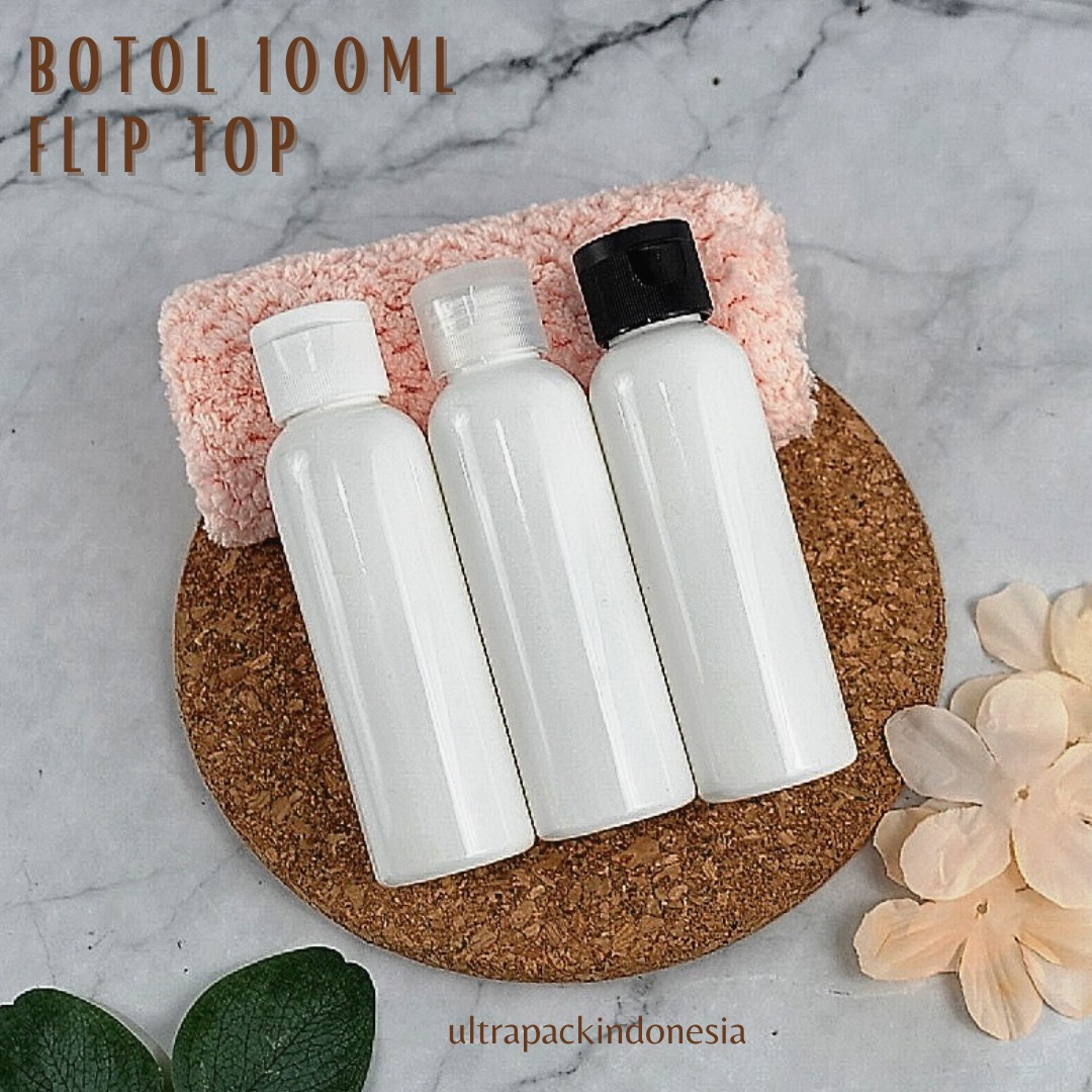 BOTOL PET BR 100ML PUTIH FLIP TOP PUTIH