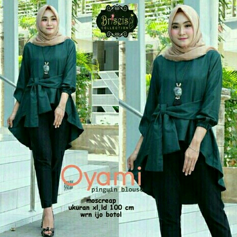 Baju Atasan Wanita Blouse Muslim Oyami Blouse Hijau Tama12