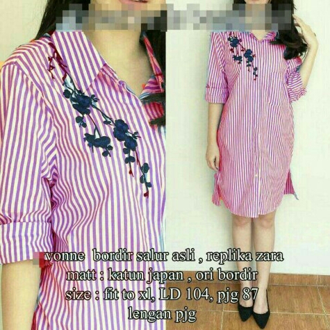 Baju Atasan Wanita Tunik Vonie Bordier Merah Tali526