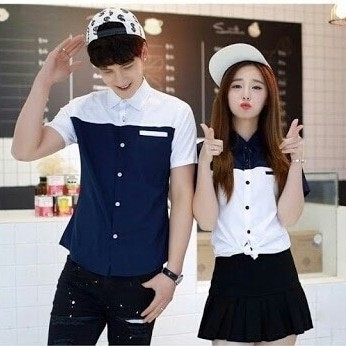 Baju Couple Biru Putih