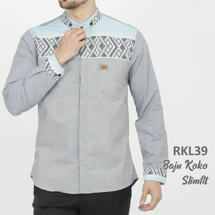 Baju Koko Modern Pria - Busana Muslim Modern Lengan Panjang OML15