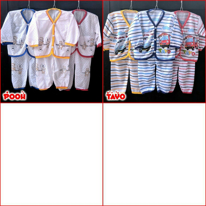 Baju Tidur Piyama Bayi Laki Newborn 0-6 bulan 3