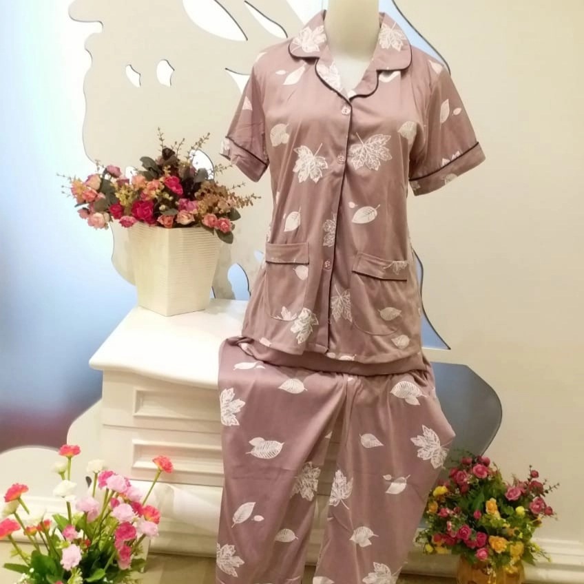 Baju Tidur Wanita Motif Daun