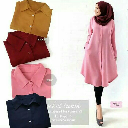 Baju Tunik pocket blouse atasan wanita Muslima  blus muslima