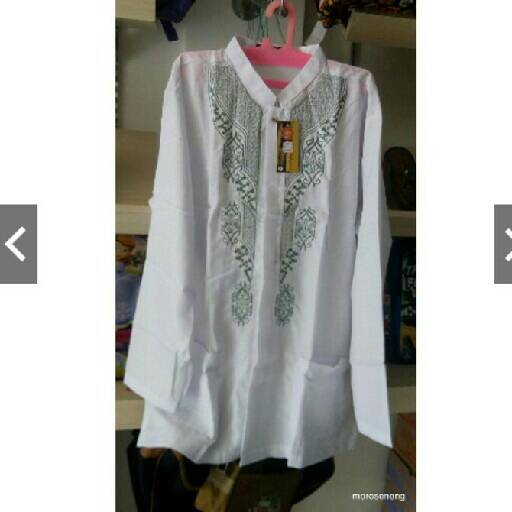 Baju koko muslim laki dewasa lengan panjang putih bordir AD KMJ  10