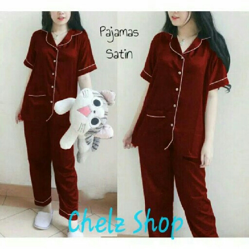 Baju tidur cewek wanita piyama pajamas satin murah