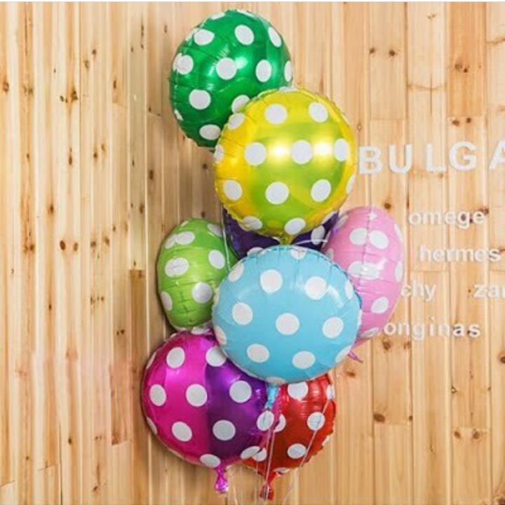 Balon Foil Bulat Polkadot Ukuran Sedang