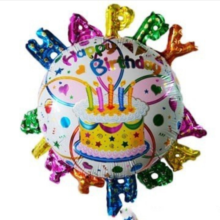 Balon Foil Happy Birthday Bulat Timbul Ukuran Sedang