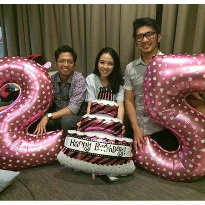 Balon Foil Happy Birthday Cake Jumbo Pink 2