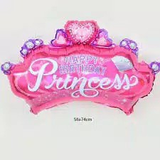 Balon Foil Happy Birthday Princess Jumbo Mahkota Hati 3