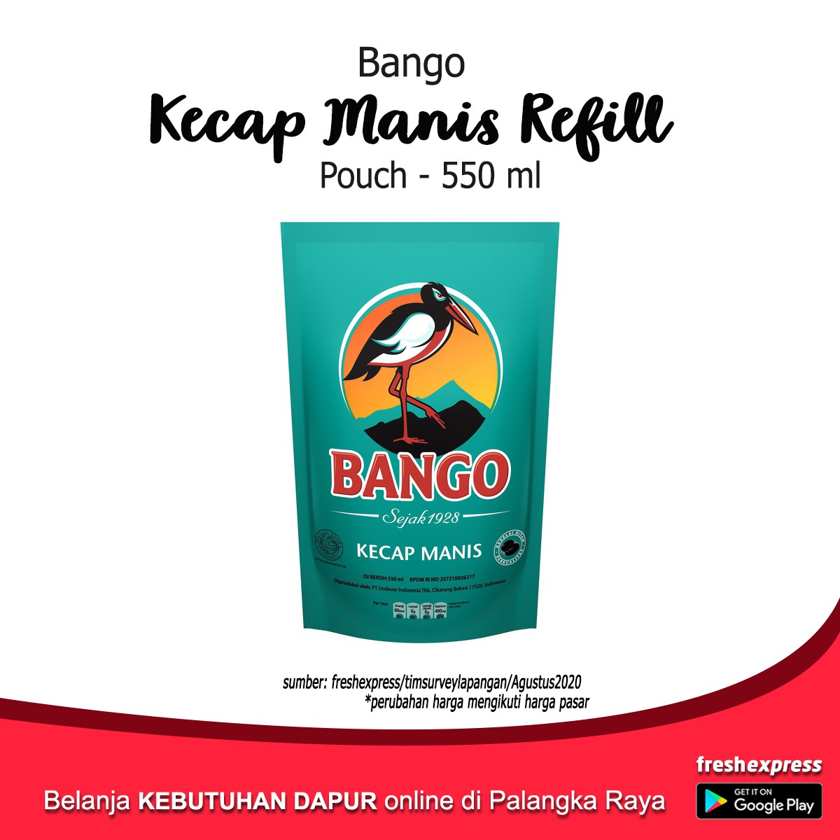 Bango Kecap Manis Refill Pouch 550 Ml