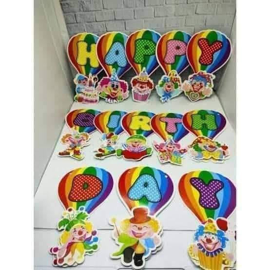 Banner Happy Birthday Motif Balon Badut