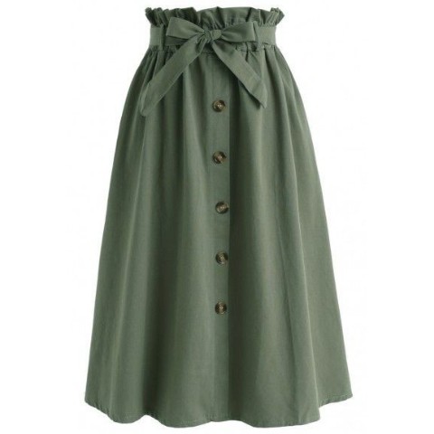 rok line midi skirt army green