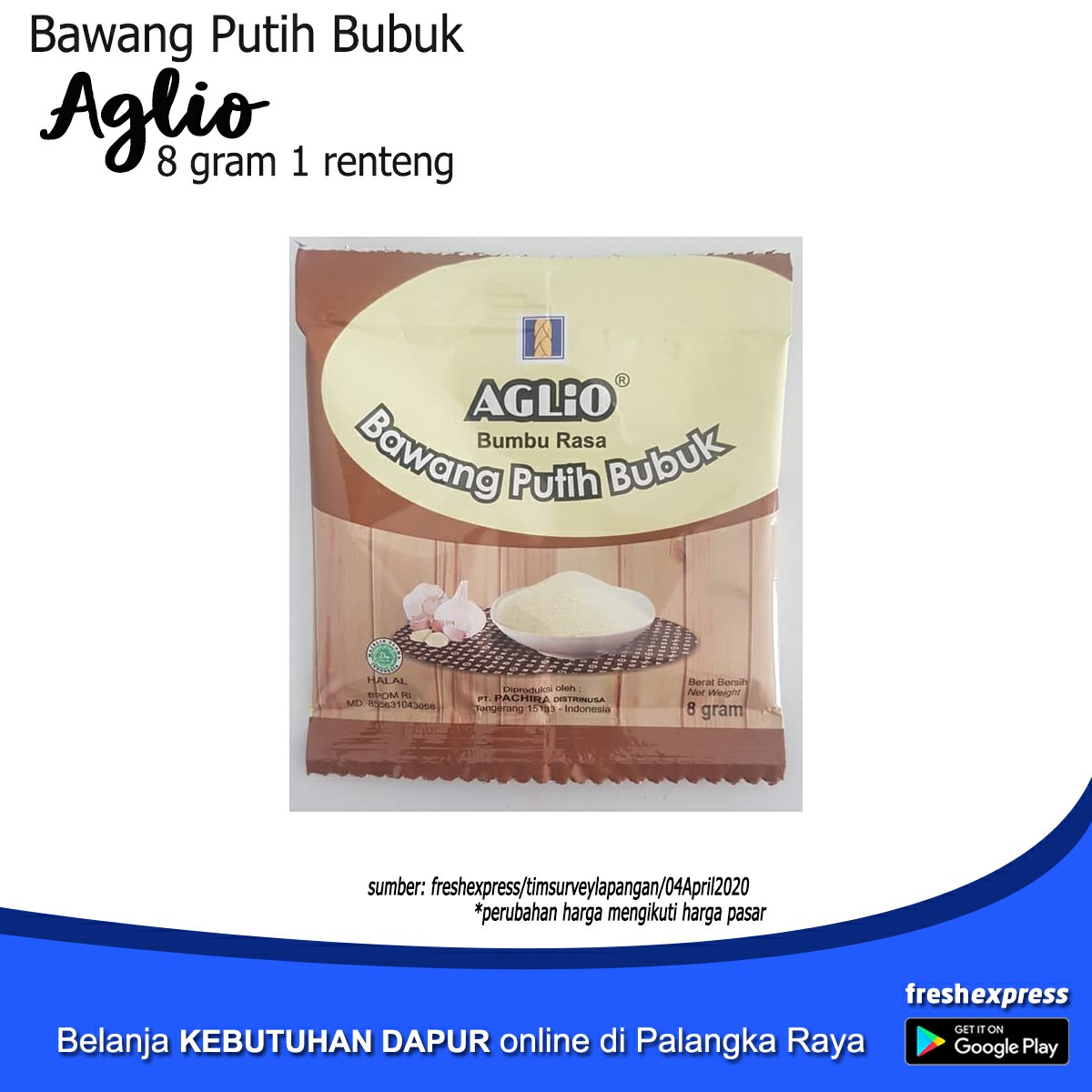 Bawang Putih Bubuk Aglio 1 Renteng Isi 12 Pcs