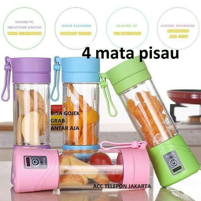 Blender Portable Juice Rechargeable Blender 4 Mata Pisau 3