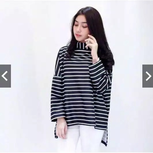 Blouse XXL Jumbo Lengan Panjang Murah Wanita Stevoa Salur