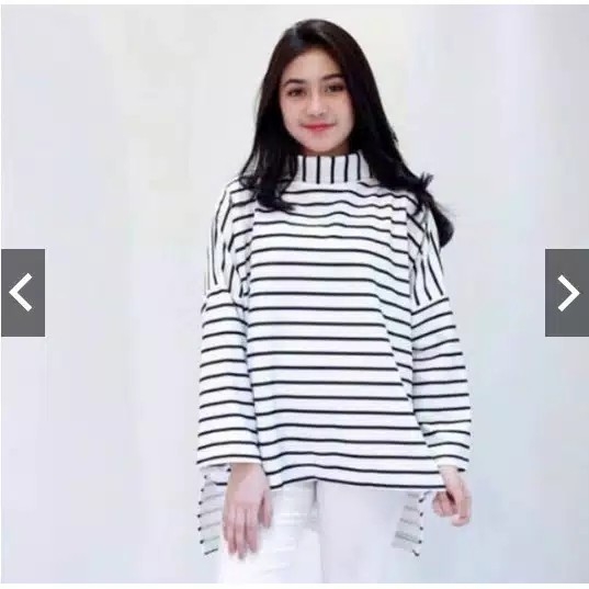 Blouse XXL Jumbo Lengan Panjang Murah Wanita Stevoa Salur 2
