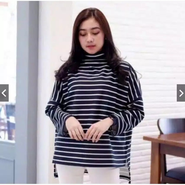 Blouse XXL Jumbo Lengan Panjang Murah Wanita Stevoa Salur 3