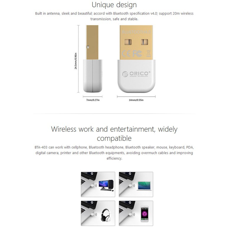 Bluetooth Adapter USB Orico BTA403 3