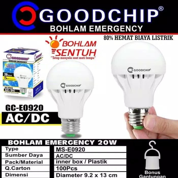 Bohlam Lampu LED Emergency 20 Watt  Bohlam Sentuh Goodchip GC-0920