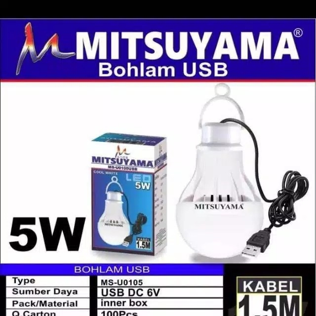 Bohlam Lampu USB LED 5 Watt Mitsuyama