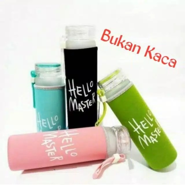 Botol Minum Hello Master Bukan Kaca  Pouch Busa